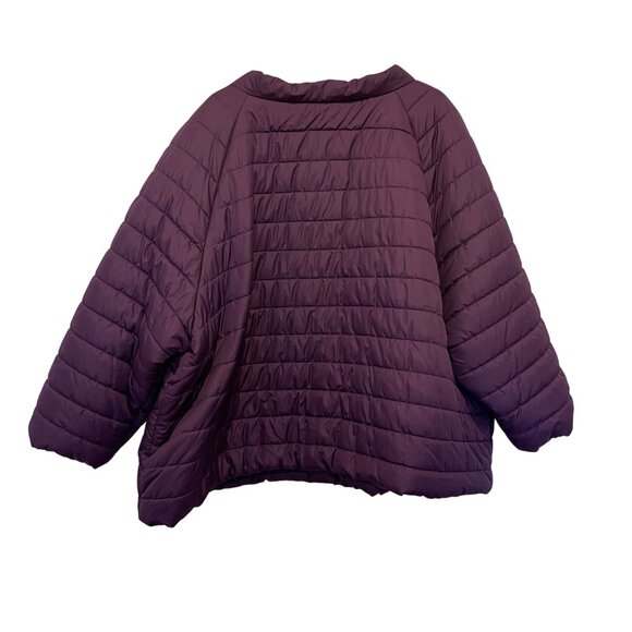 NWOT LOGO Lori Goldstein Womens Purple Quilted Jacket 5X Polyester Snap Buttons - Picture 2 of 6